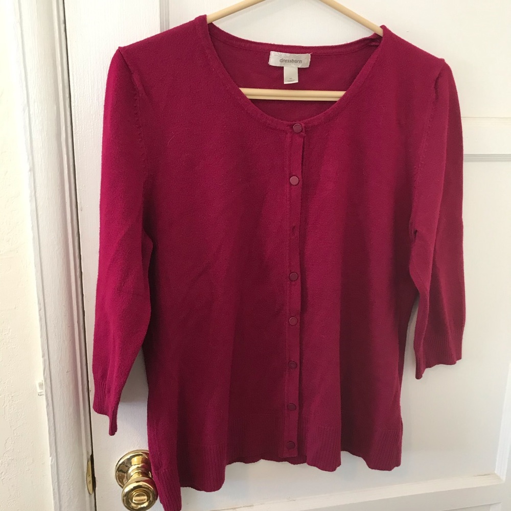 Woman’s Burgundy Cardigan, Dress Barn Sz XL